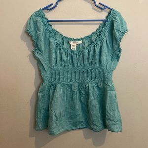 Studio M Petite turquoise blouse. Size LP